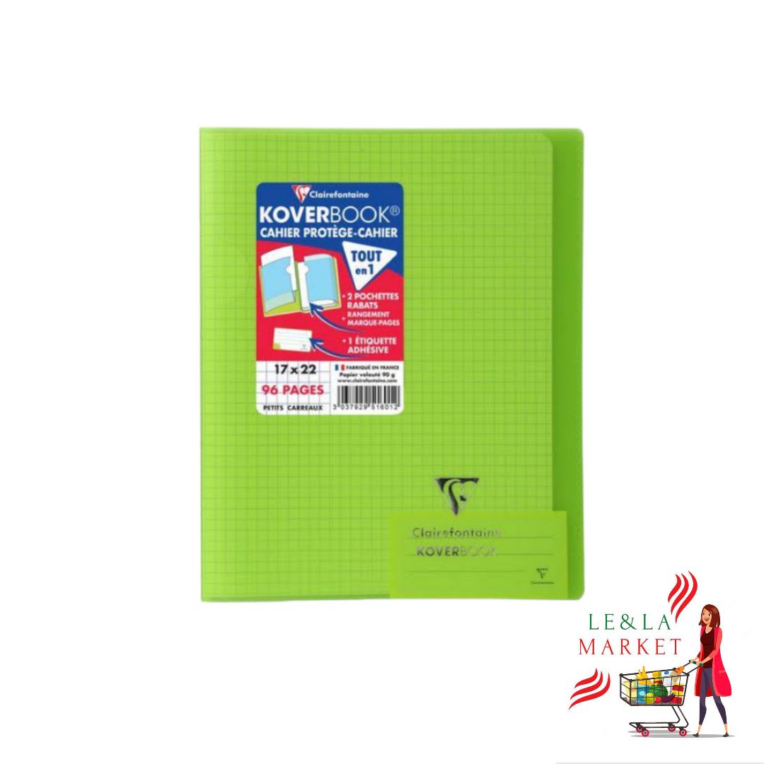 Cahier piqûre vert avec rabats Seyes Clairefontaine Koverbook 17x22 96 pages