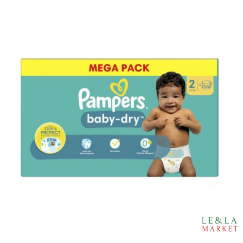 PAMPERS BABY-DRY T2 (4-8kg) 124 couches