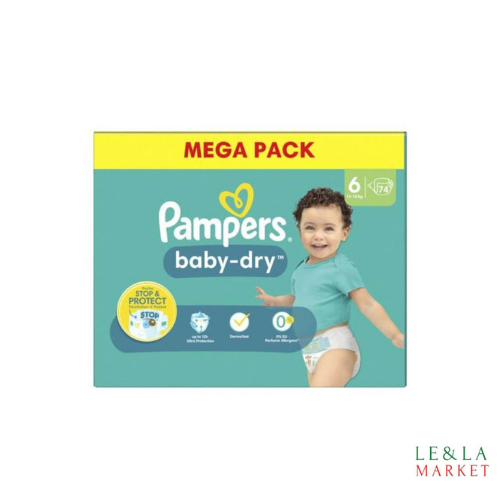PAMPERS BABY-DRY T6 74 couches ( 13-18kg)
