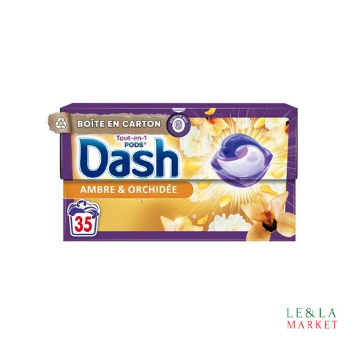 Lessives capsules Ambre & Orchidée Dash Tout-en-1 Pods 35 lavages