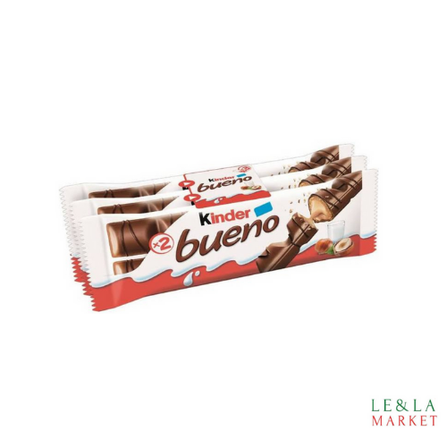 Kinder Bueno gaufrettes enrobées de chocolat au lait, fourrées lait et noisettes broyées 3x43g