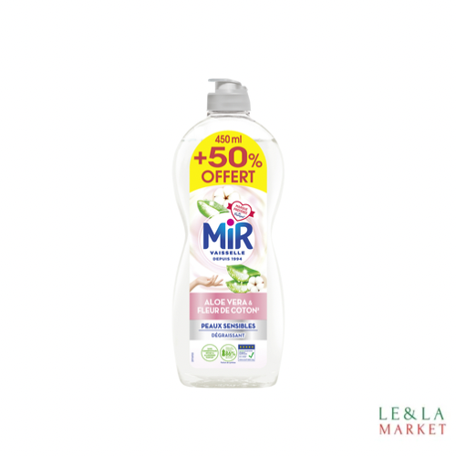 Liquide vaisselle aloe vera et fleur de coton 450ML+50% offert Mir 900ml