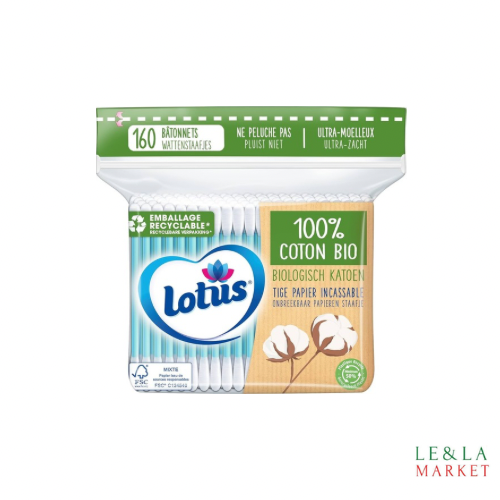 Coton-tiges coloris rose ou bleu Bio Lotus 160uts