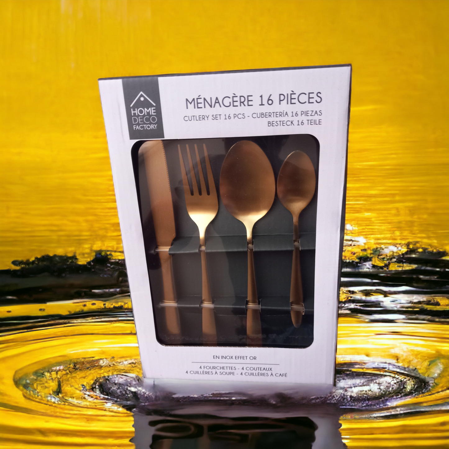 Ménagère couleur or 16 pièces