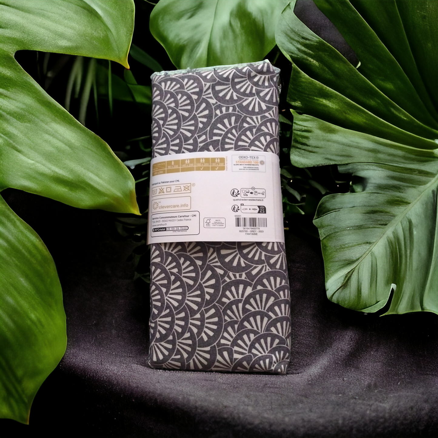 Drap plat gris fantaisie Tex Home 180x280cm