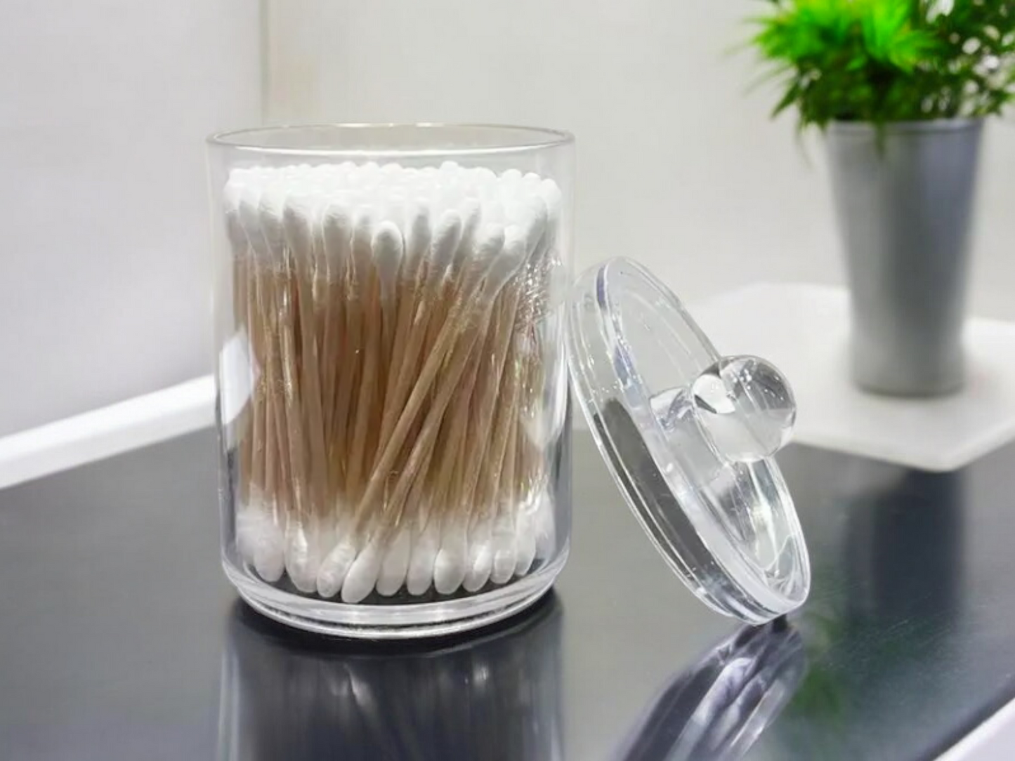 Organisateur de cotons tiges en acrylique transparent