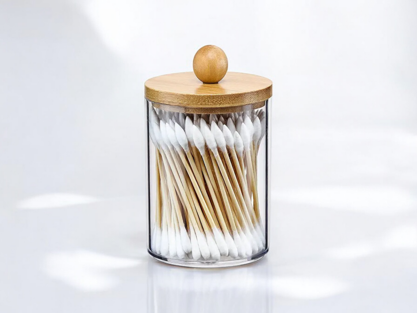 Organisateur de cotons tiges en acrylique transparent