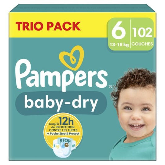 PAMPERS BABY-DRY  T6 102 couches (13-18kg)