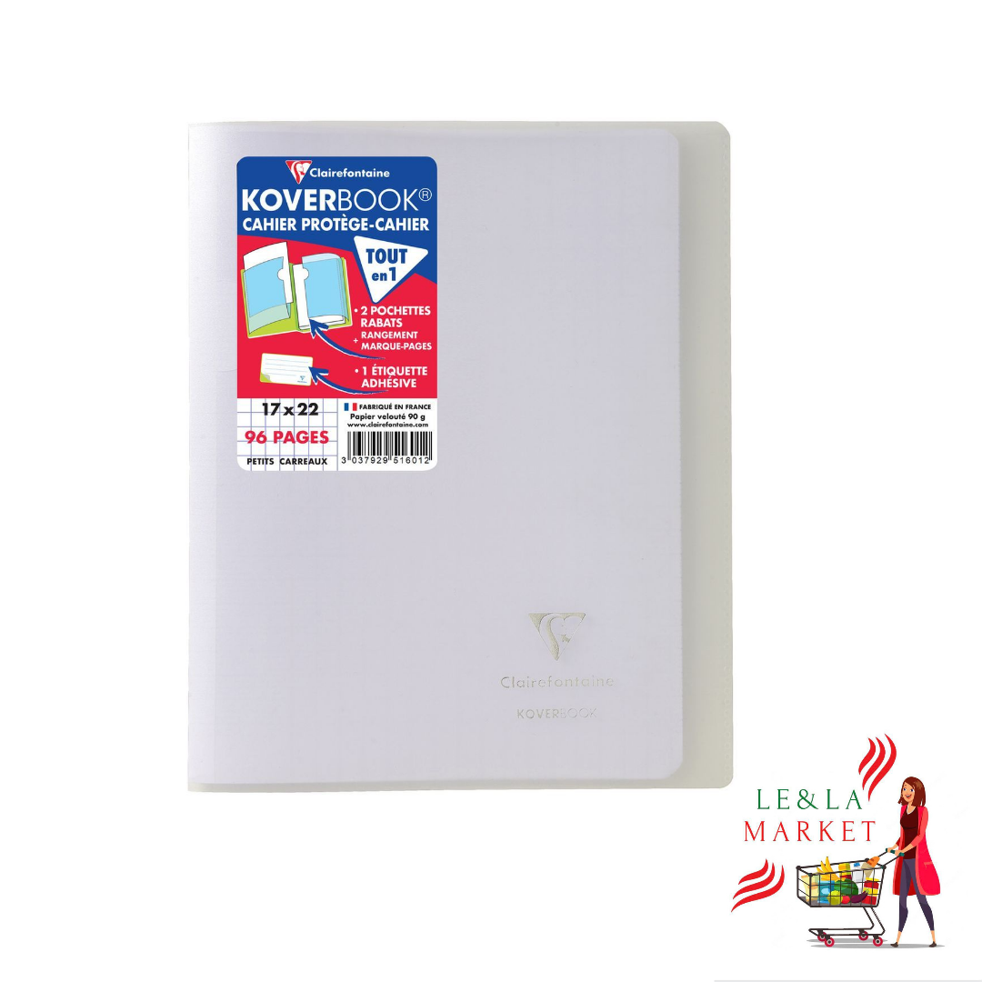 Cahier piqûre blanc avec rabats Seyes Clairefontaine Koverbook 17x22 96 pages