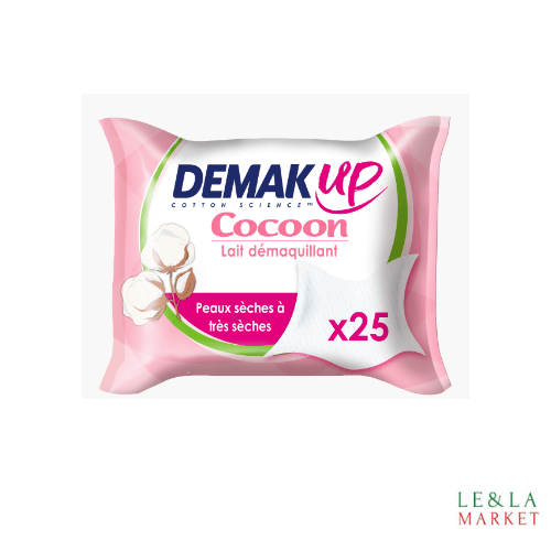 Lingettes Lait démaquillant à l'amande de coton DEMAKup x25