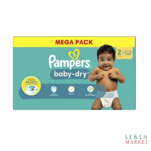 PAMPERS BABY-DRY  T2  (4-8kg)  124 couches