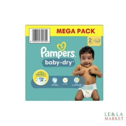 PAMPERS BABY-DRY  T2  (4-8kg)  124 couches