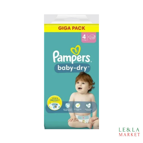 Couche Giga Pack Pampers baby-dry T4(9-14kg) 120 couches