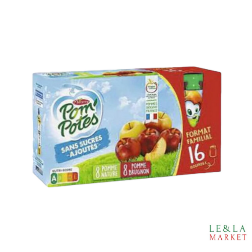 Pom'Potes gourde sans sucre pomme nature et pomme brugnon x16