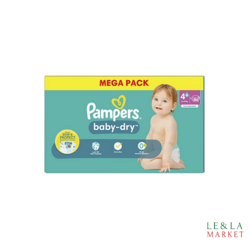 PAMPERS BABY-DRY  T4+ 86 couches ( 10-15kg)