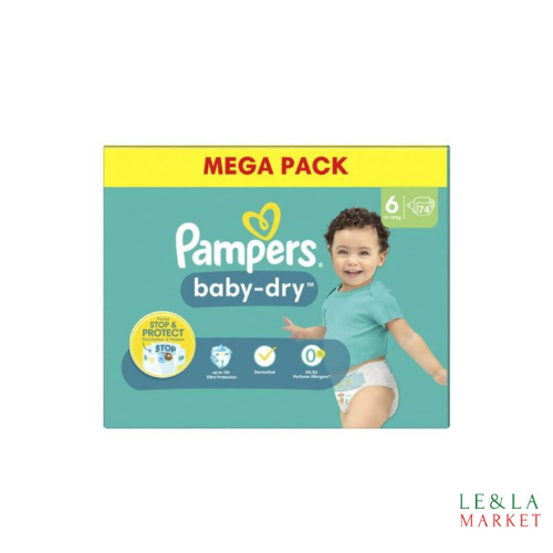 PAMPERS BABY-DRY  T6 74 couches ( 13-18kg)