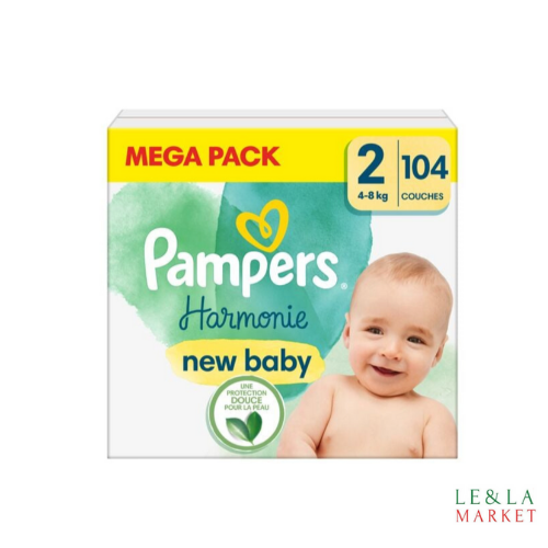 Couches Pampers Harmonie T2 Mega pack 4-8kg  x104