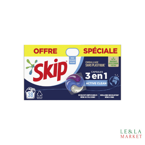 Lessive Skip Active Clean 3en1  38 lavages