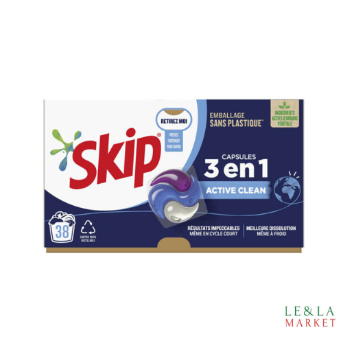 Lessive Skip Active Clean 3en1  38 lavages