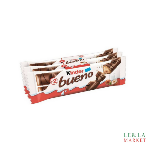 Kinder Bueno gaufrettes enrobées de chocolat au lait, fourrées lait et noisettes broyées  3x43g