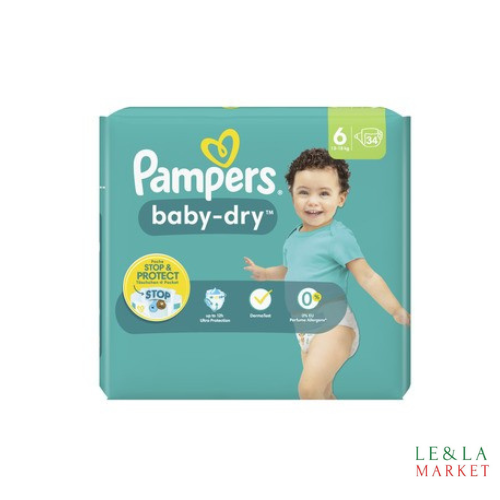 PAMPERS BABY-DRY  T6 34 couches ( 13-18kg)