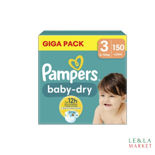 PAMPERS BABY-DRY  T3 (6-10kg) 150 couches