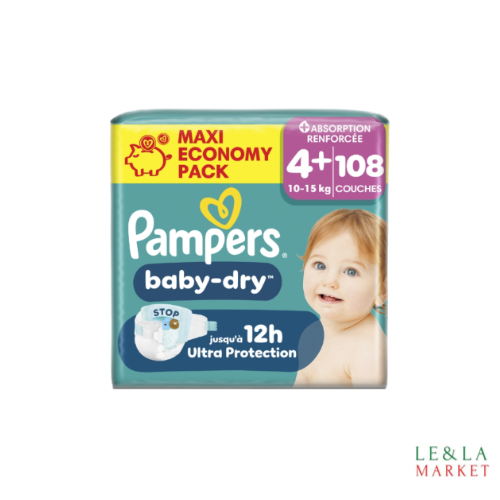 PAMPERS BABY-DRY  T4+ 108 couches ( 10-15kg)