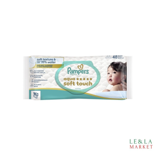 Lingettes nettoyantes PAMPERS Aqua Soft Touch 48 lingettes
