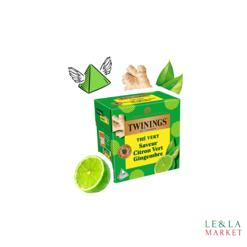 Thé vert saveur citron vert gingembre Twinings 20 sachets 32g
