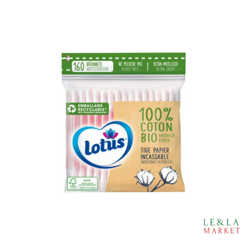 Coton-tiges coloris rose ou bleu Bio Lotus 160uts