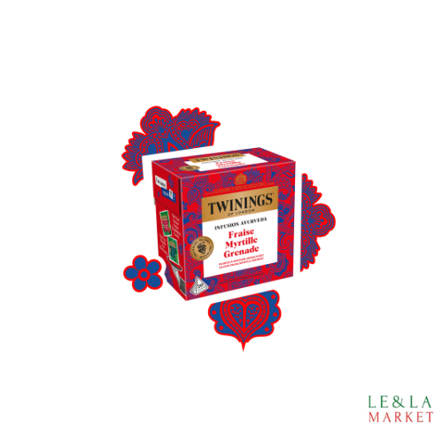 Infusion Ayurveda fraise myrtille grenade Twinings 20 sachets