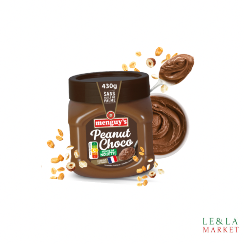 Beurre de cacahuètes au chocolat et aux noisettes sans huile de palme Menguy’S 430g