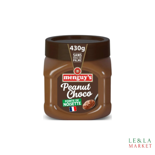 Beurre de cacahuètes au chocolat et aux noisettes sans huile de palme Menguy’S 430g
