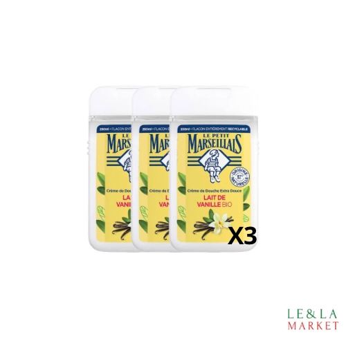 Lot LE Petit Marseillais gel douche lait de vanille bio 3x250ml