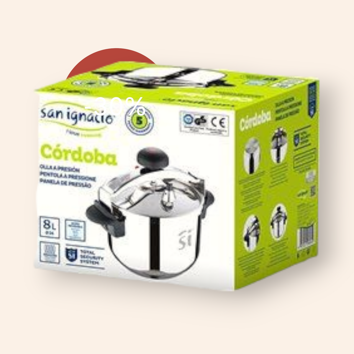 Autocuiseur San Ignacio Premium DUNA 5 Litres - Acier Inoxydable, Sécurité Maximale, Compatible Induction