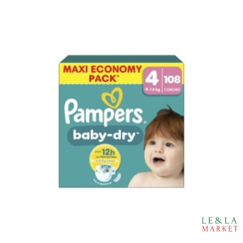 Couche Maxi pack Pampers baby-dry T4(9-14kg) 108 couches