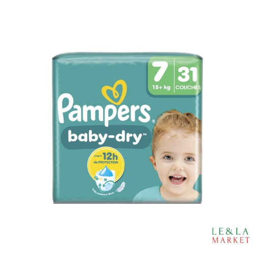 Couches Pampers Baby-Dry  T7 x31 ( 15+kg)
