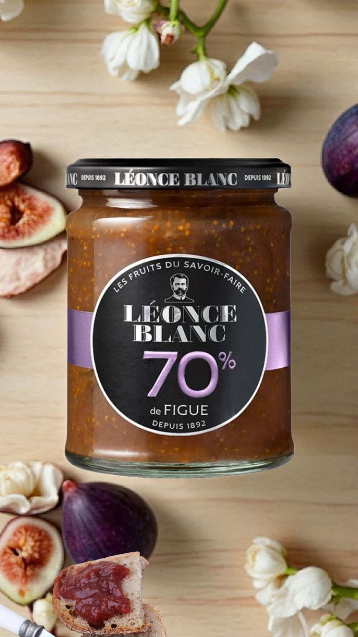 Confiture 70% de figue  Léonce Blanc 320 g
